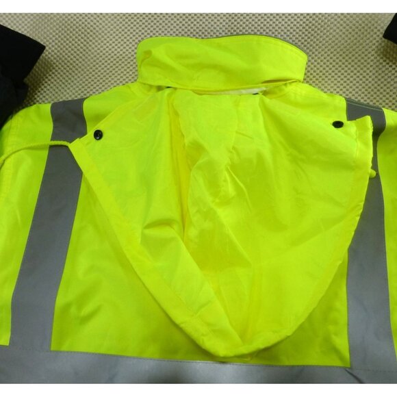 Petra Roc Hi-Vis Lime/Black Safety Jacket Detachable Hood Reflective Stripes ANS - Picture 5 of 15